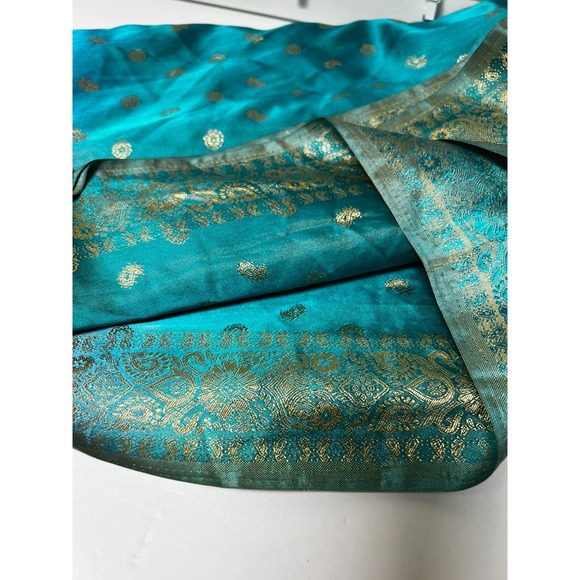 Blue Purple Sari Saree Indian Ethnic Party Bollywood Dress Poshak-e-kas L (READ) - Picture 8 of 11